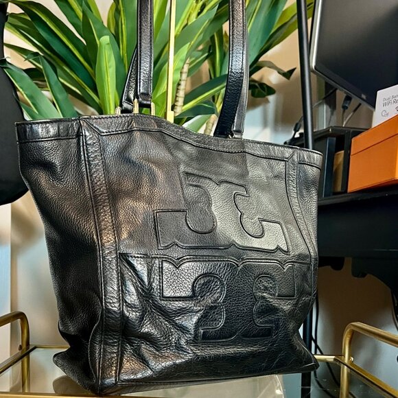 RARE!!  AUTHENTIC TORY BURCH BLACK LEATHER JESSICA SHOULDER BAG - Picture 6 of 10